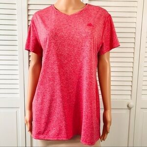 ADIDAS Pink Polyester V-Neck Short Sleeve Shirt Size XL